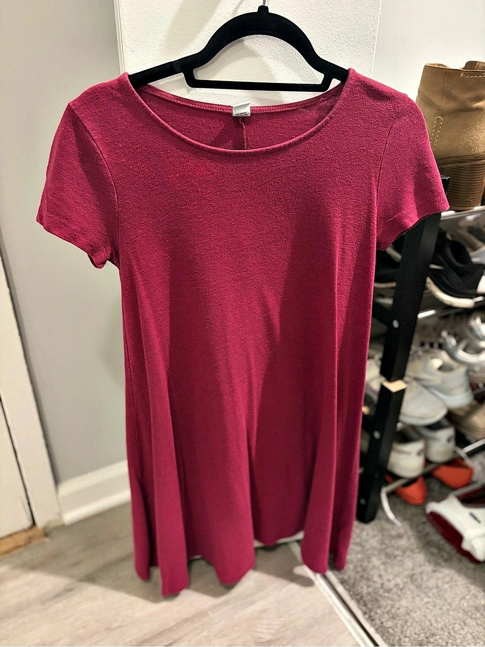 Old Navy Short-Sleeve Mini Swing Dress in Pink Size Small